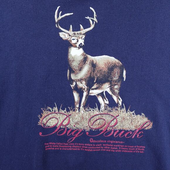 Vintage Clearwater Creek Shirt Men L Blue Big Buck Hunting Pullover Crewneck 90s - Picture 2 of 8
